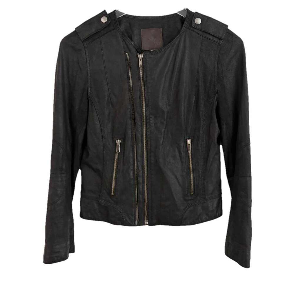 Joie Leather Fitted Moto Jacket Size Small